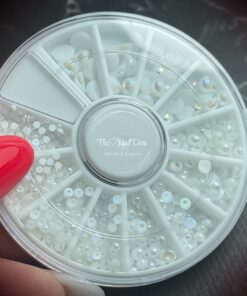 Nail art wiel met parels medium/large parelmoer flatback