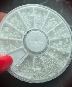 Nail art wiel met parels small/medium parelmoer flatback